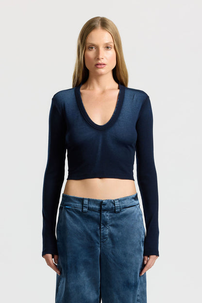 Women Verona Crop U-Neck Shirt - COTTON CITIZEN
